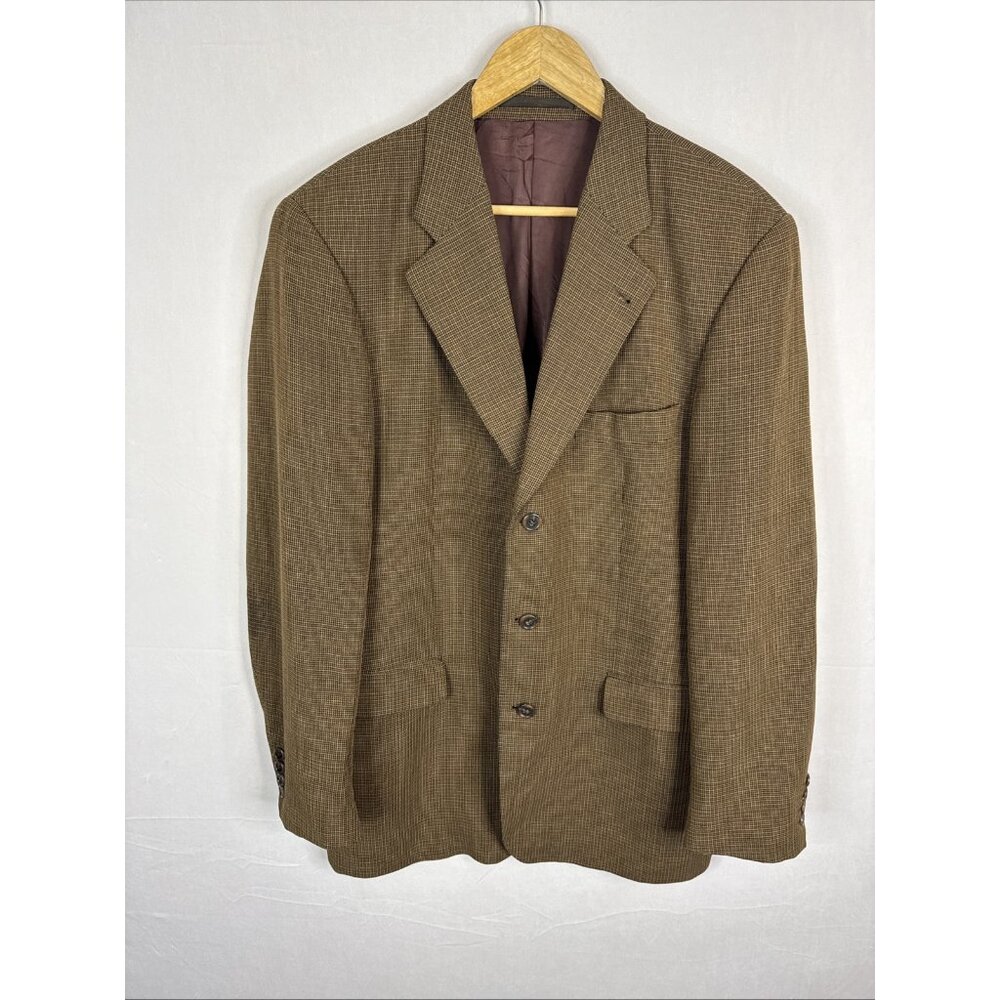 Strellson Brown Micro-Check‎ Sport Coat Blazer Men’s 44 Est Italy Tailored